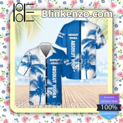 Asolut Vodka Palm Tree White Blue Summer Hawaiian Shirt