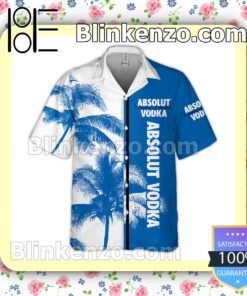 Asolut Vodka Palm Tree White Blue Summer Hawaiian Shirt a