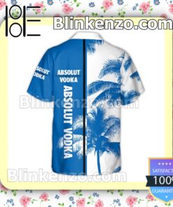 Asolut Vodka Palm Tree White Blue Summer Hawaiian Shirt b