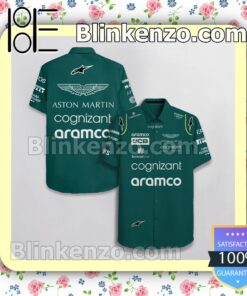Aston Martin F1 Team Racing Cognizant Aramco Jcb Alpinestars Summer Hawaiian Shirt, Mens Shorts