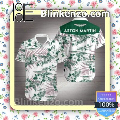 Aston Martin Green Tropical Floral White Summer Shirts