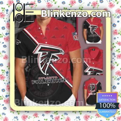 Atlanta Falcons Logo Black Red Summer Hawaiian Shirt, Mens Shorts