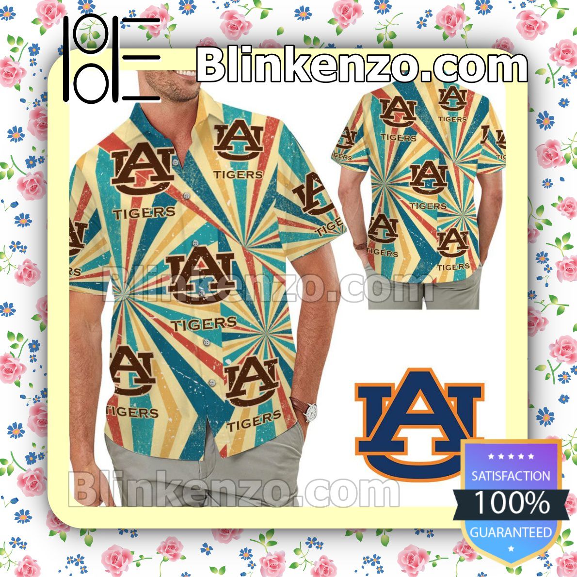 Auburn Tigers Retro Vintage Style Mens Shirt, Swim Trunk
