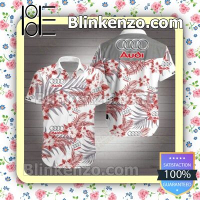 Audi Red Tropical Floral White Summer Shirts