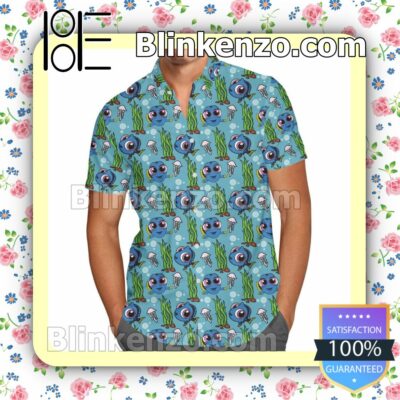Baby Dory Finding Nemo Disney Cartoon Graphics Blue Summer Hawaiian Shirt, Mens Shorts