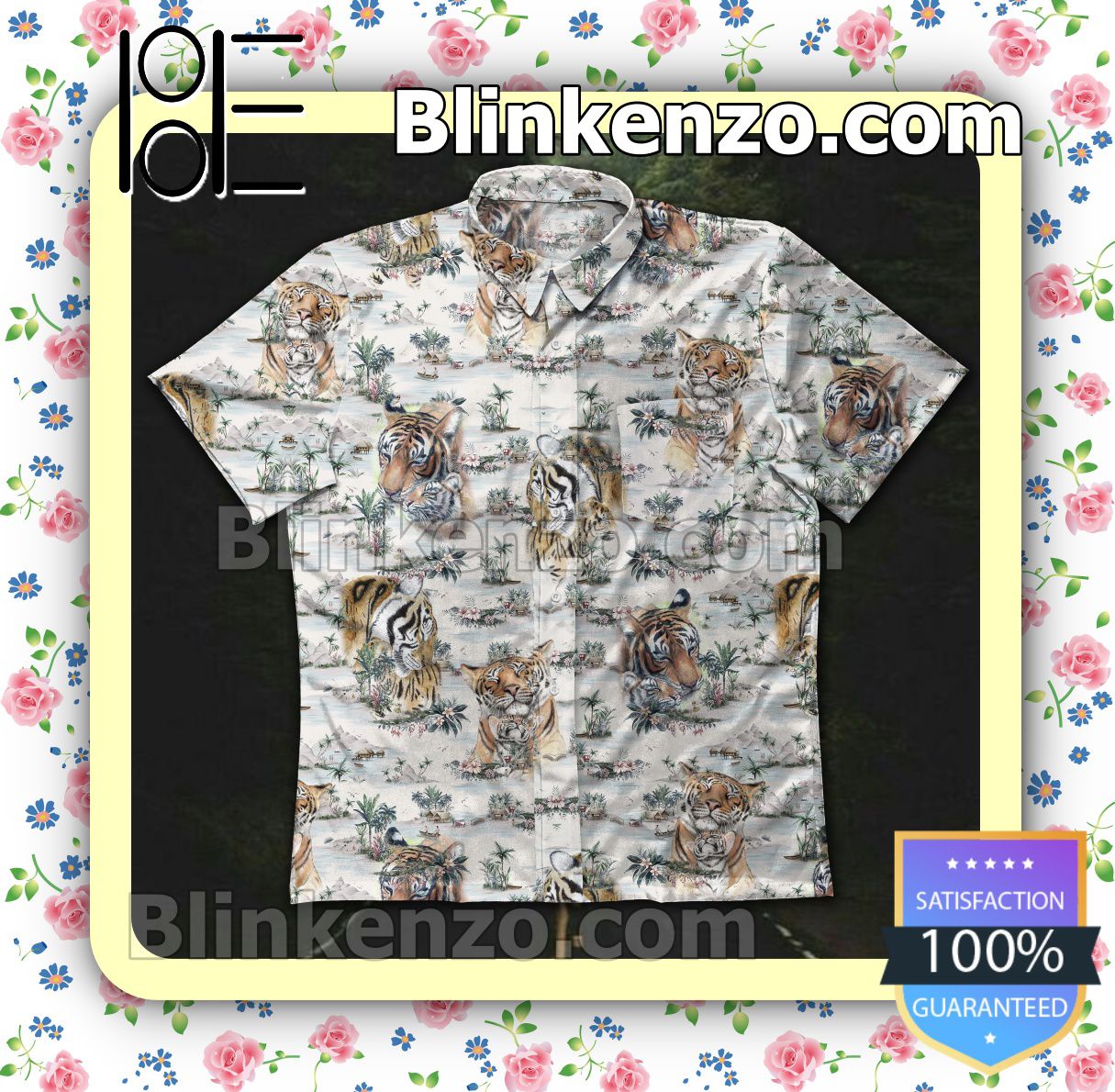 Baby Tiger And Mother Sea ​​village Summer Shirts