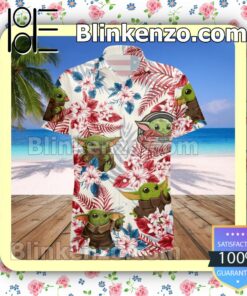 Baby Yoda Costume Disney The Mandalorian Summer Hawaiian Shirt, Mens Shorts a