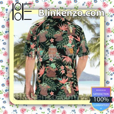 Baby Yoda Pink Strelitzia Tropical Leaf Hawaiian Shirts, Swim Trunks a
