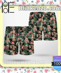Baby Yoda Pink Strelitzia Tropical Leaf Hawaiian Shirts, Swim Trunks c