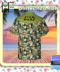 Baby Yoda Star Wars Floral Pattern Green Summer Hawaiian Shirt, Mens Shorts a