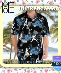 Badminton Players Black Summer Hawaiian Shirt b