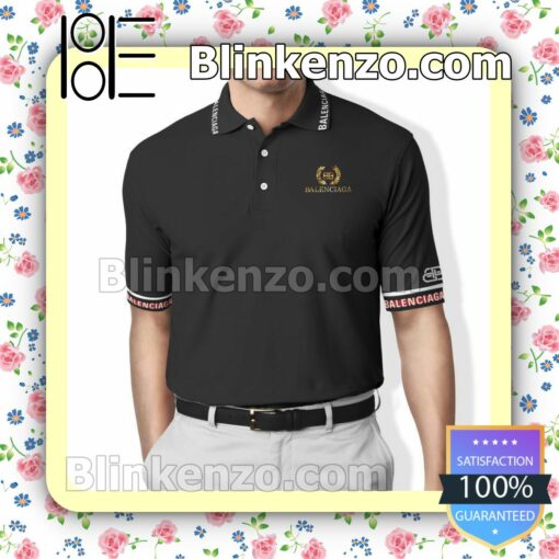 Balenciaga Luxury Brand Basic Black Embroidered Polo Shirts