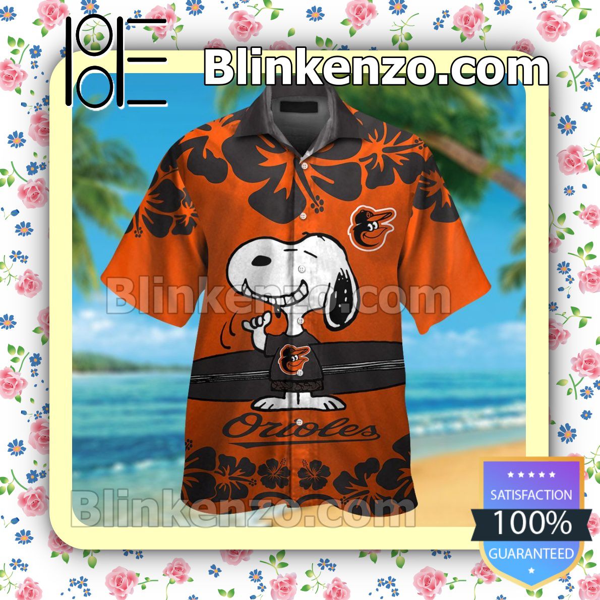 Baltimore Orioles Snoopy Mens Shirt, Swim Trunk