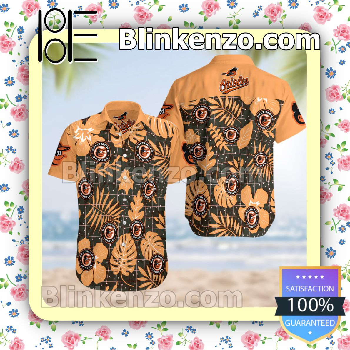 Baltimore Orioles Summer Hawaiian Shirt, Mens Shorts