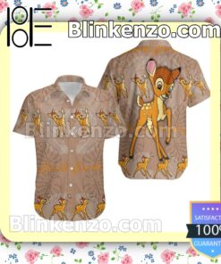Bambi Feather Pattern Disney Brown Summer Hawaiian Shirt