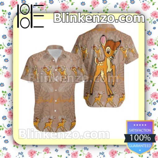Bambi Feather Pattern Disney Brown Summer Hawaiian Shirt
