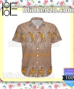 Bambi Feather Pattern Disney Brown Summer Hawaiian Shirt a