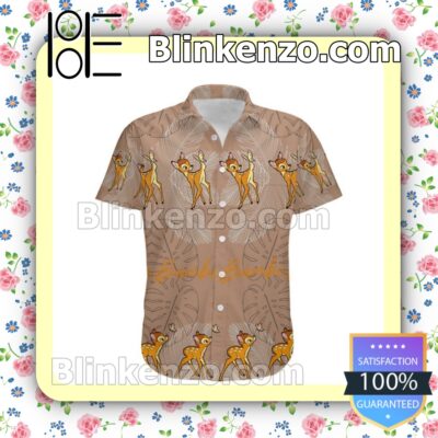 Bambi Feather Pattern Disney Brown Summer Hawaiian Shirt a