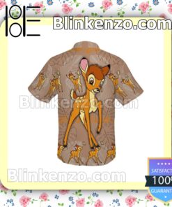 Bambi Feather Pattern Disney Brown Summer Hawaiian Shirt b