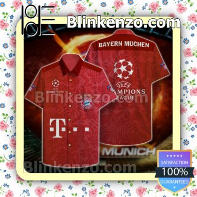 Bayern Munich Uefa Champions League Leaf Print Red Summer Shirt