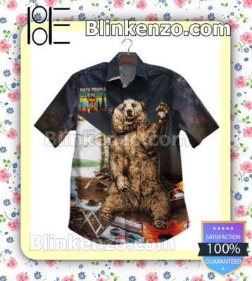 Bear Camping Hate People Starry Sky Summer Shirts
