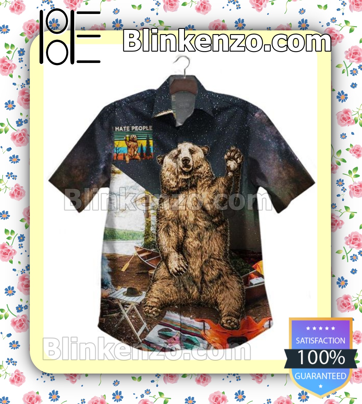 Father's Day Gift Bear Camping Hate People Starry Sky Summer Shirts