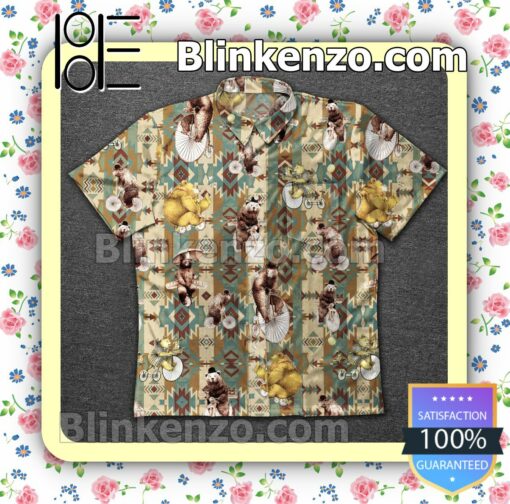 Bear Ride Bicycle Native Pattern Summer Shirts