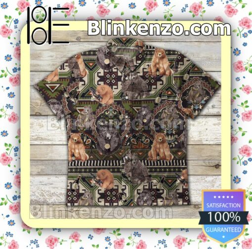 Bear With Guinness Beer Ethnic Pattern Summer Shirts