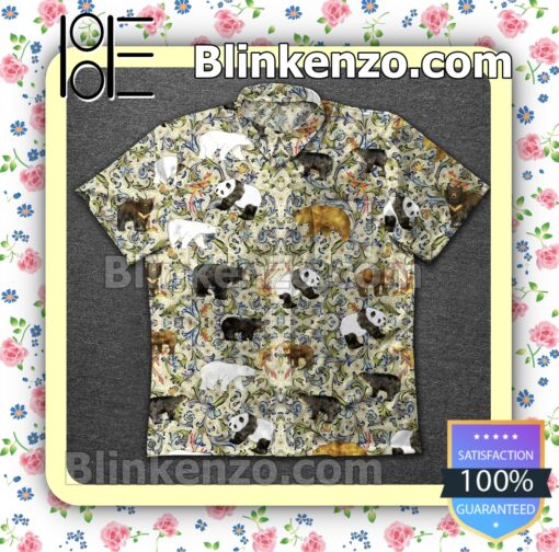 Bears And Panda Florentine Print Summer Shirts