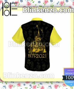 Beauty & The Beast 50th Anniversary Glitter Disney Castle Black Yellow Summer Hawaiian Shirt, Mens Shorts a