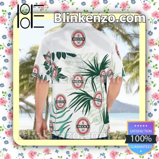 Beck's Brewery Logo White Summer Hawaiian Shirt a