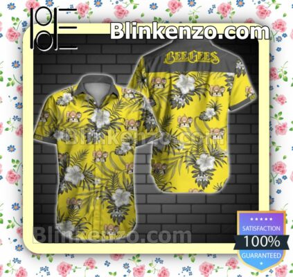 Bee Gees Grey Tropical Floral Yellow Summer Shirts