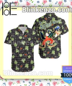 Big Bad Wolf Disney Cactus Pattern Black Summer Hawaiian Shirt