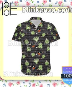 Big Bad Wolf Disney Cactus Pattern Black Summer Hawaiian Shirt a
