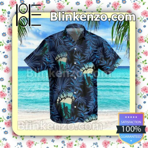 Bigfoot Blue Leaf Print Summer Shirt