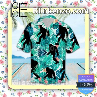 Bigfoot With Tropical Leaves Summer Shirts
