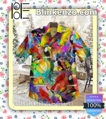 Birds On Tree Branch Colorful Summer Shirts