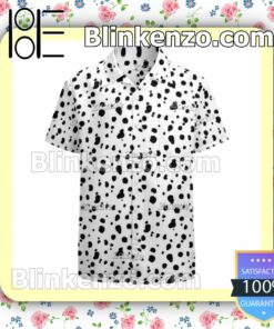 Black And White Dalmatian Print 101 Dalmatians Summer Hawaiian Shirt, Mens Shorts
