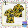 Black Angus Cattle Lovers Sunflower Summer Hawaiian Shirt, Mens Shorts