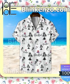 Black Crown Royal Palm Tree Unisex White Summer Hawaiian Shirt