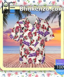 Black Sabbath Rock Band Floral Pattern White Summer Hawaiian Shirt, Mens Shorts