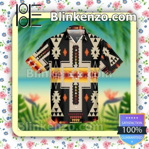 Black Tribe Design Native American Summer Shirt