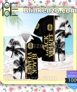 Black Velvet Palm Tree Black White Summer Hawaiian Shirt