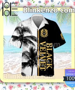 Black Velvet Palm Tree Black White Summer Hawaiian Shirt a