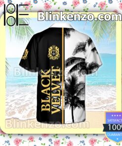 Black Velvet Palm Tree Black White Summer Hawaiian Shirt b