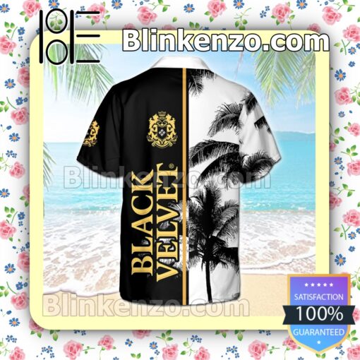 Black Velvet Palm Tree Black White Summer Hawaiian Shirt b