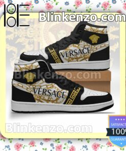 Black White Gianni Versace Air Jordan 1 Mid Shoes