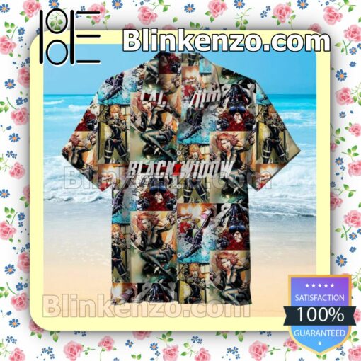 Black Widow Comics Marvel Summer Hawaiian Shirt, Mens Shorts