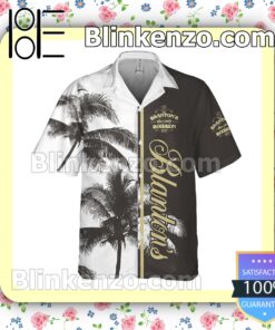 Blanton's Bourbon Palm Tree White Gray Summer Hawaiian Shirt a
