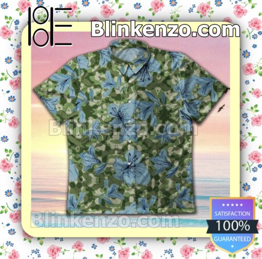 Blue Flower Green Camo Summer Shirts